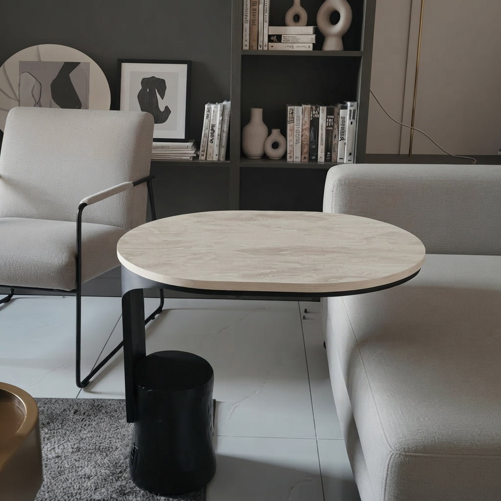 Modern C-Shape Wooden Accent Side Table