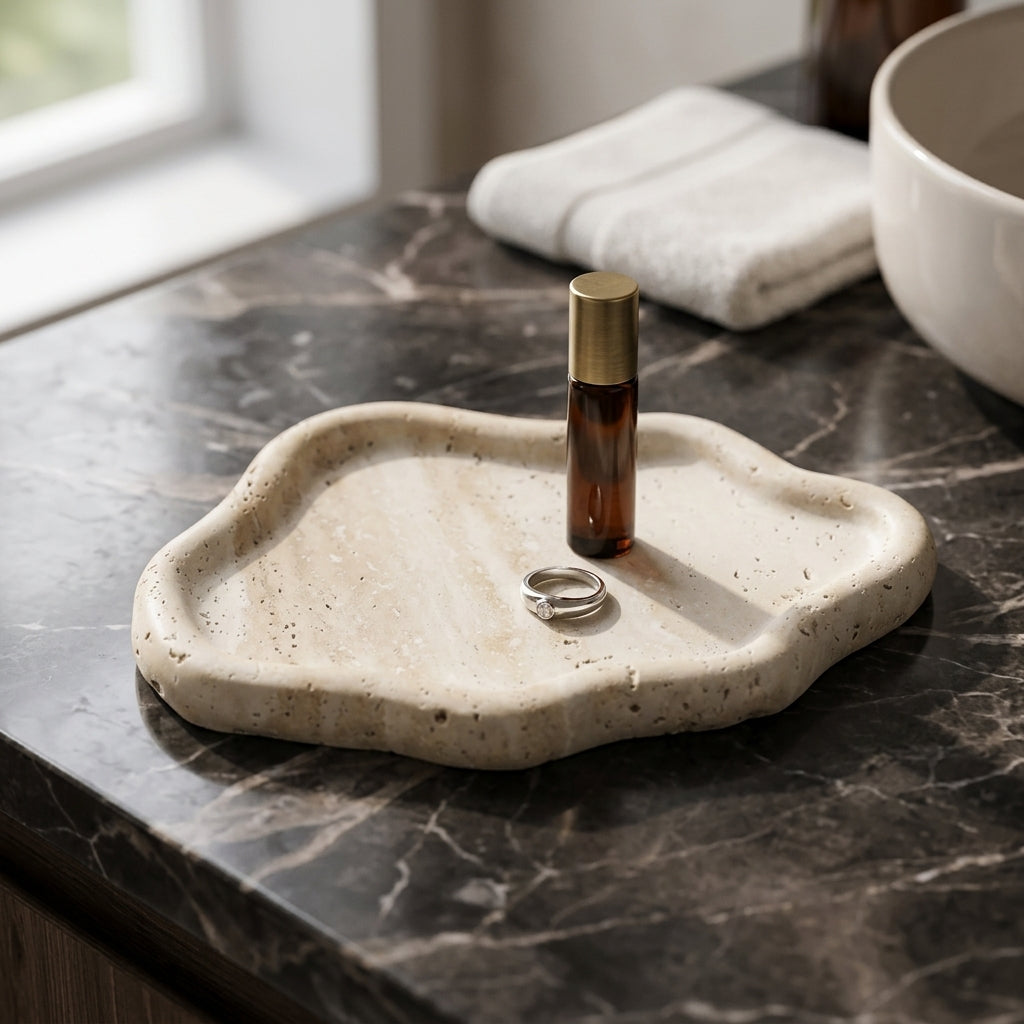Handmade Travertine Jewelry Tray