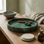Verdant Forest Marble Round Accent Tray