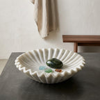 Sculpted Fluted White Marble Bowl