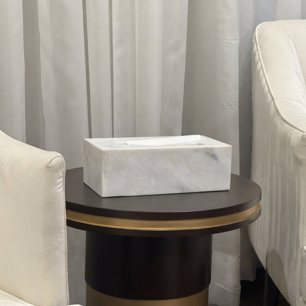 Pearl White Marble Tissue Box