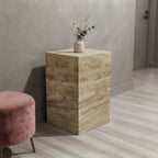 Block Marble Pedestal Plinth Side Table