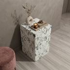 Block Marble Pedestal Plinth Side Table