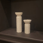 Travertine Pedestal Candle Holders (Set of 2)