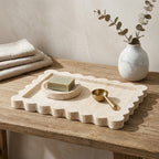 Sculpted Travertine Wave Catchall Tray