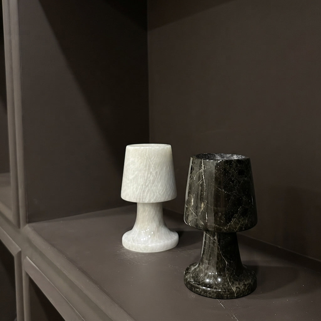 Marble Mushroom Lamp Candle Holders (Set of 2)