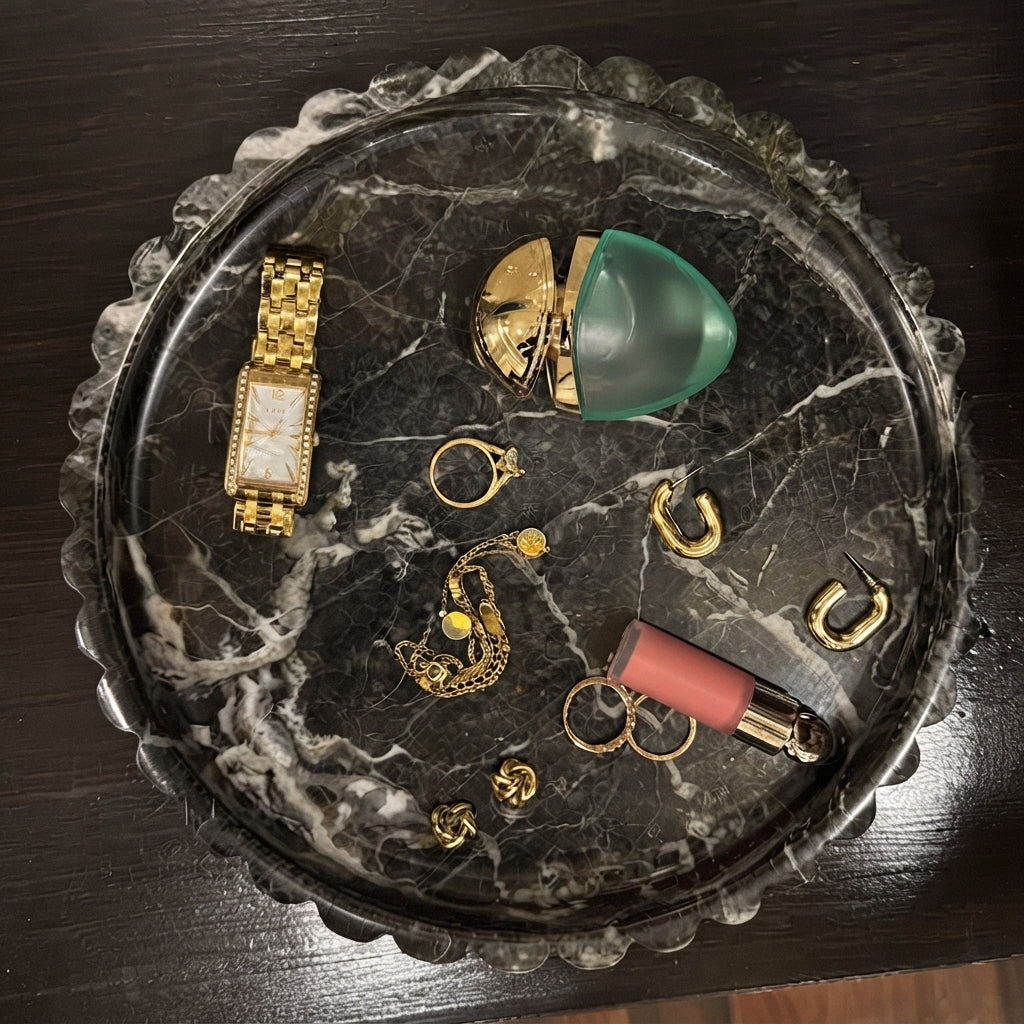 Scalloped Marble Tray