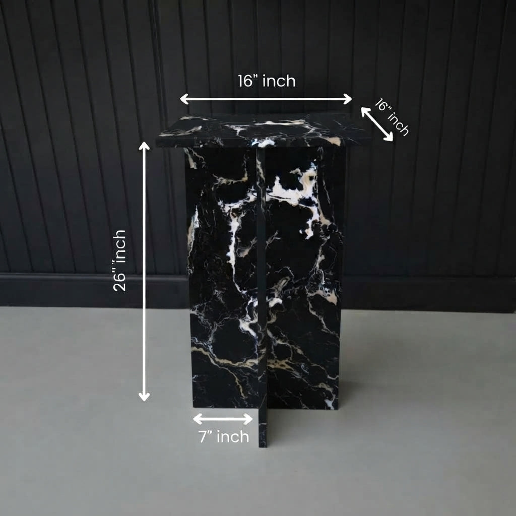 Marwood Architectural T-Base Square Marble Side Table