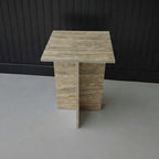 Marwood Architectural T-Base Square Marble Side Table
