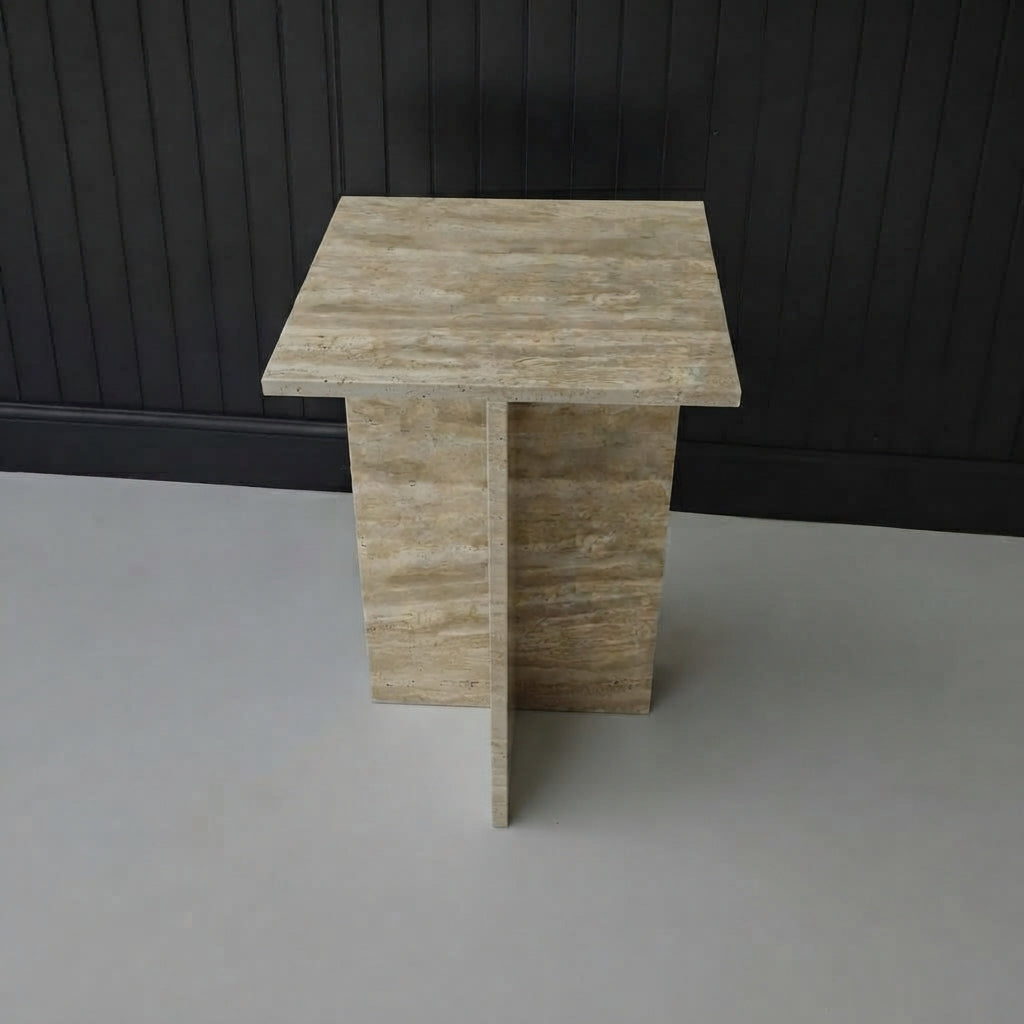 Marwood Architectural T-Base Square Marble Side Table