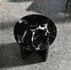 Architectural X-Base Round Marble Side Table