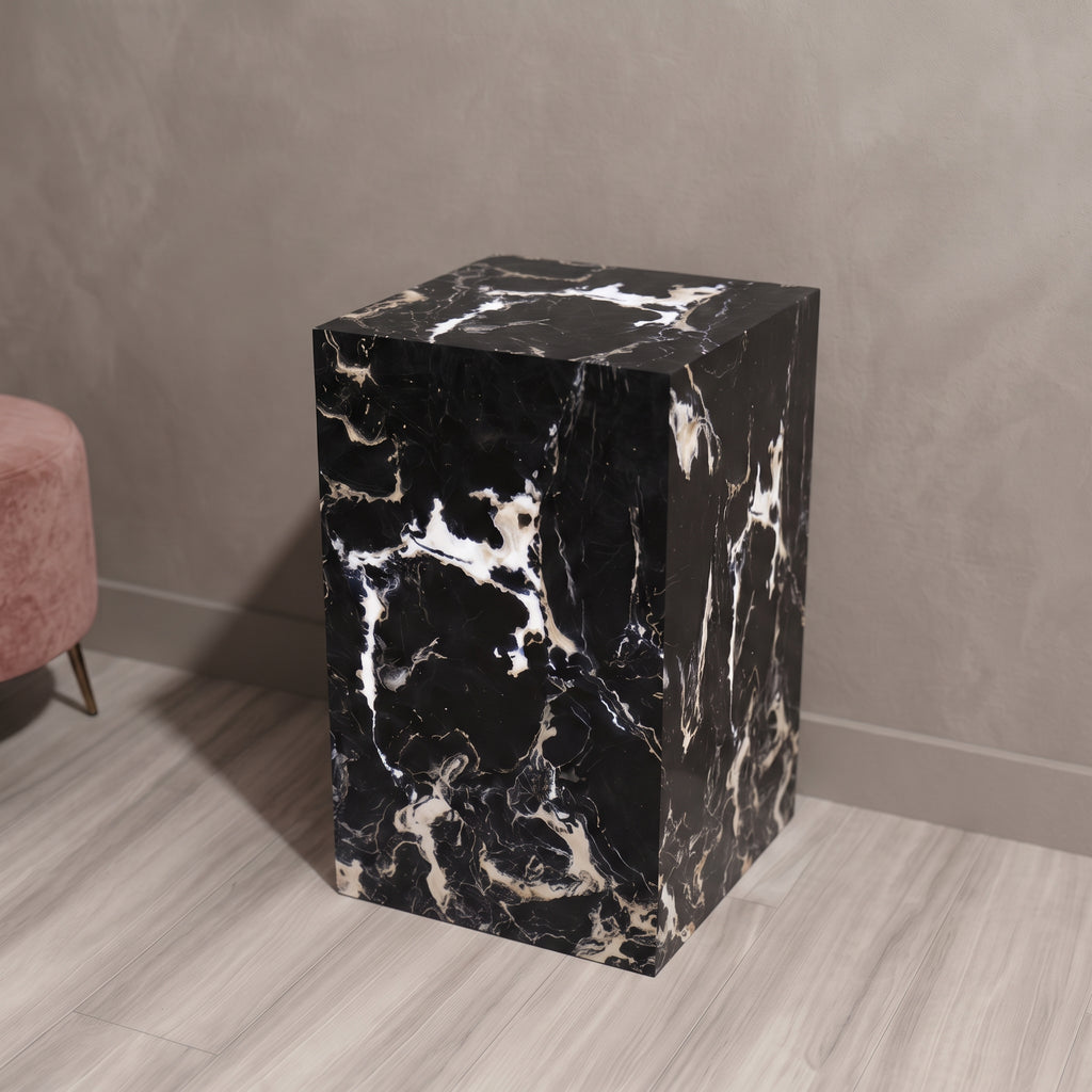 Block Marble Pedestal Plinth Side Table