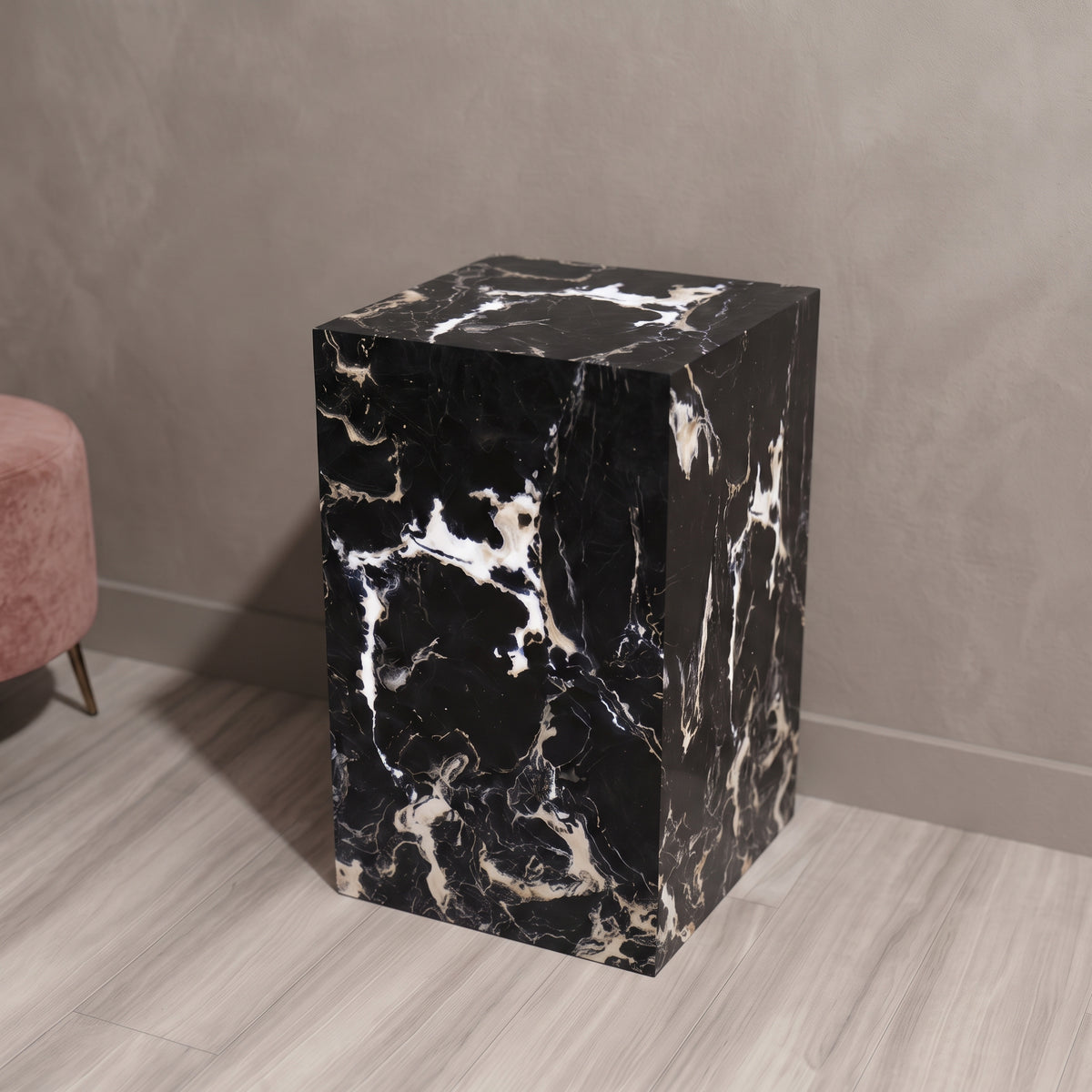 Block Marble Pedestal Plinth Side Table