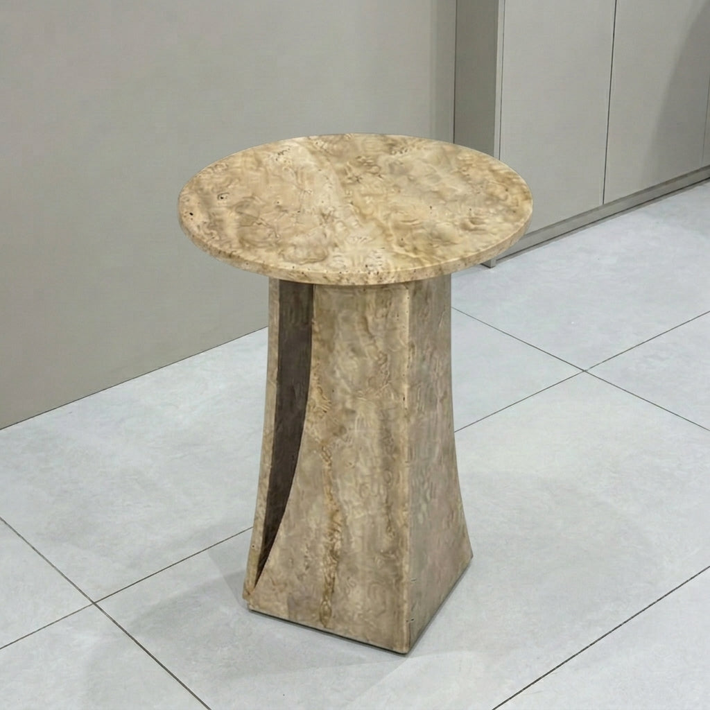 Marwood V-Leg Sculptural Round Marble Side Table