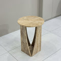 Marwood V-Leg Sculptural Round Marble Side Table