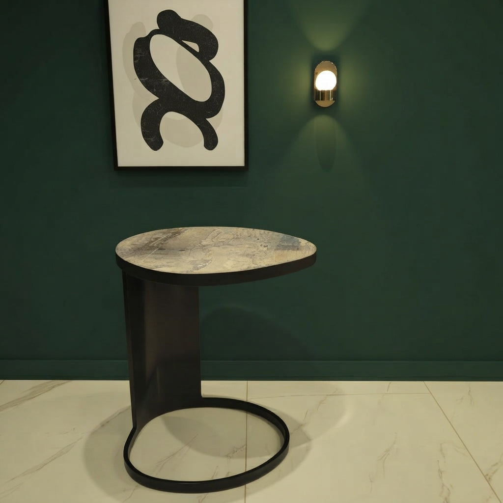 Marwood Curved C-Shape Marble Top Side Table