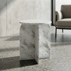 Architectural X-Base Round Marble Side Table