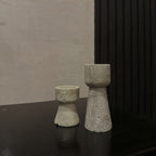 Travertine Hourglass Candle Holders (Set of 2)