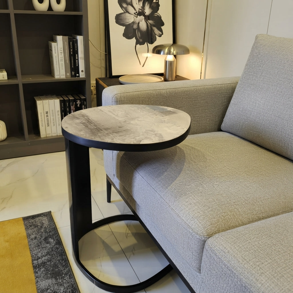 Marwood Curved C-Shape Marble Top Side Table