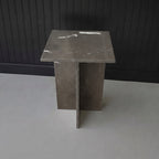 Marwood Architectural T-Base Square Marble Side Table