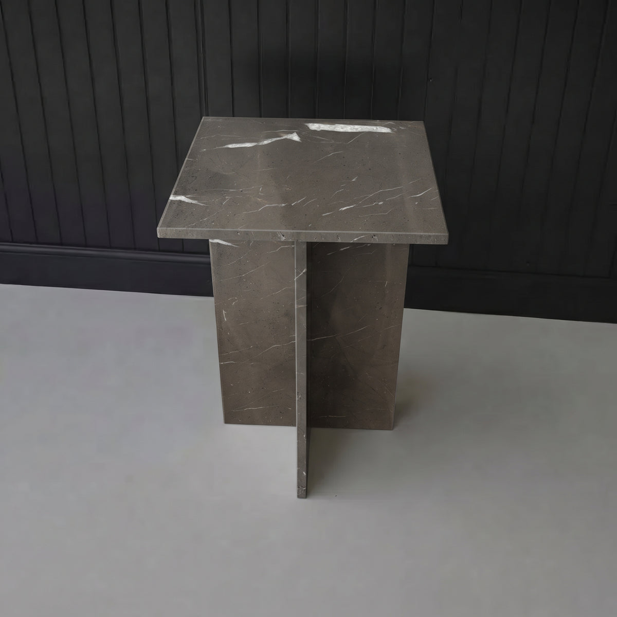 Marwood Architectural T-Base Square Marble Side Table