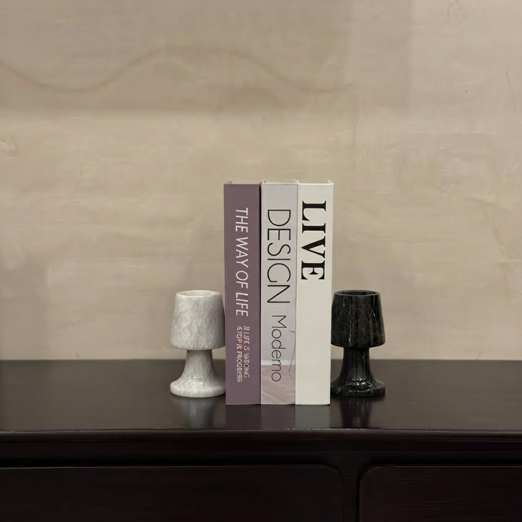 Marble Mushroom Lamp Candle Holders (Set of 2)