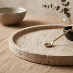 Natural Travertine Round Accent Tray