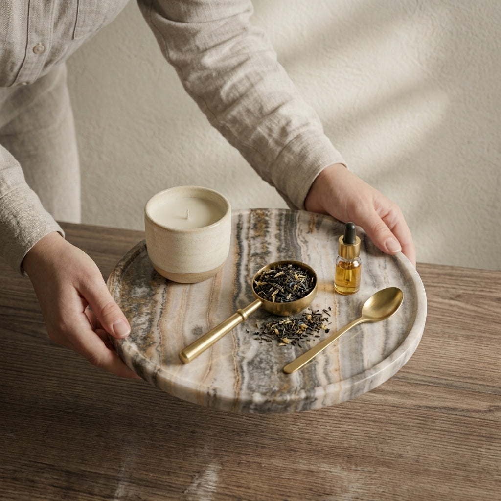 Earth & Vein Round Onyx Vanity Tray