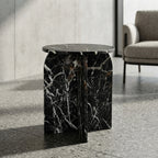 Architectural X-Base Round Marble Side Table