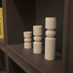 Travertine Sculptural Candle Holders (Set of 3)