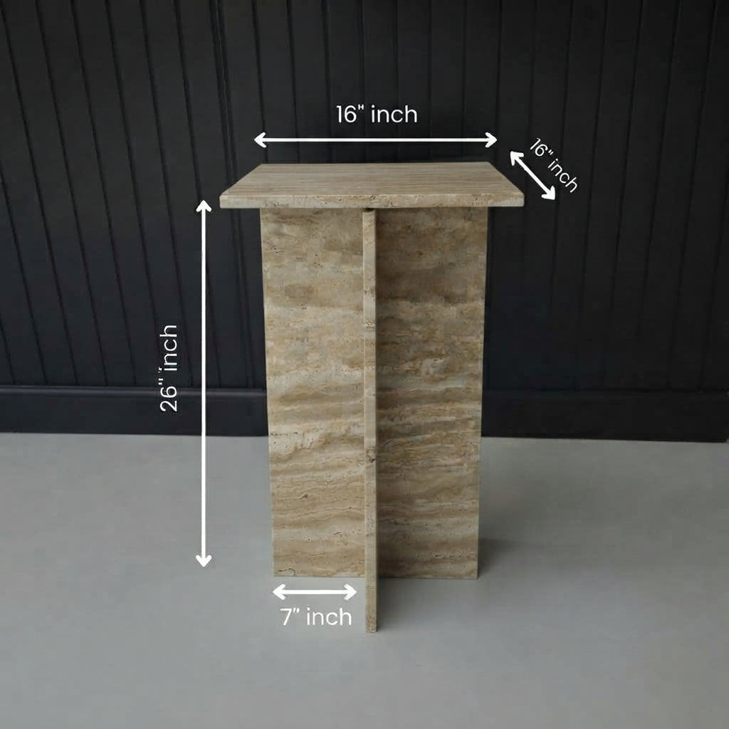 Marwood Architectural T-Base Square Marble Side Table