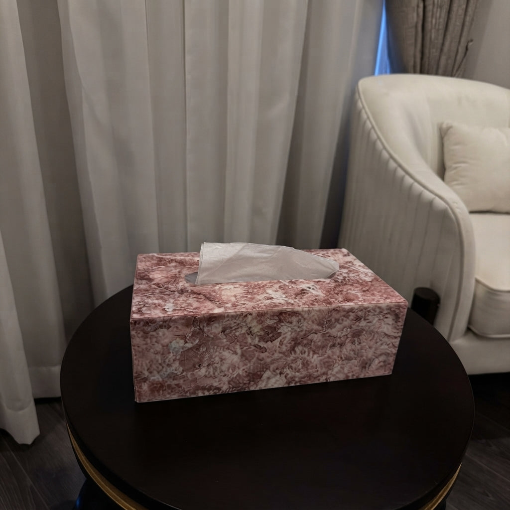 Milan Rosa Marble Tissue Box Cover