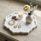 Artisan Petal-Edge White Marble Decorative Plate