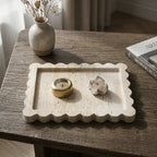 Sculpted Travertine Wave Catchall Tray