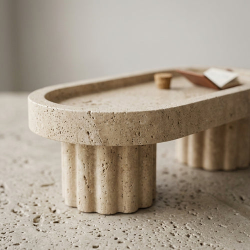 Altura Travertine Mini Pedestal Tray