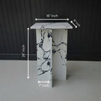 Marwood Architectural T-Base Square Marble Side Table