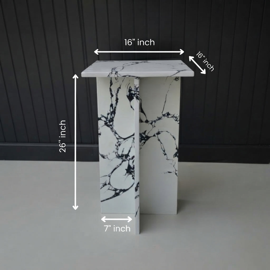 Marwood Architectural T-Base Square Marble Side Table