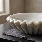 Sculpted Fluted White Marble Bowl
