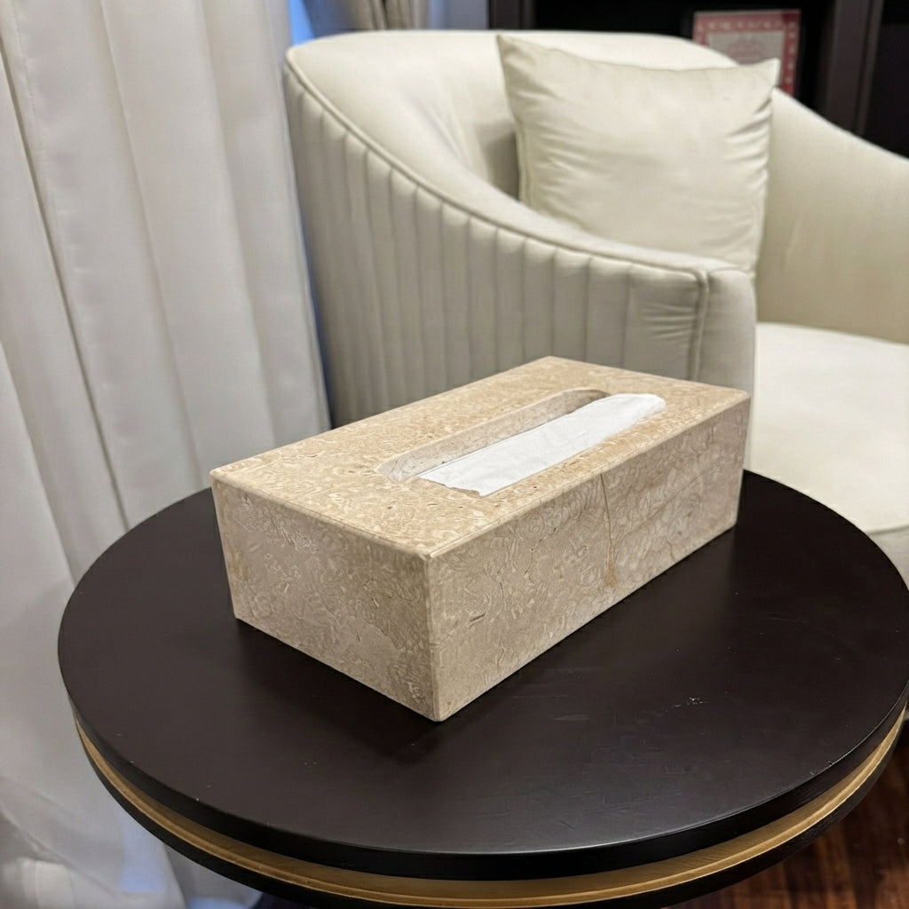 Cashmere Cream Marble Tissue Box
