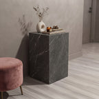 Block Marble Pedestal Plinth Side Table