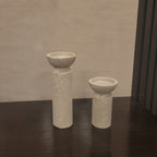 Travertine Pedestal Candle Holders (Set of 2)
