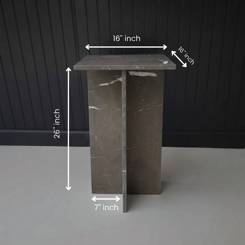 Marwood Architectural T-Base Square Marble Side Table