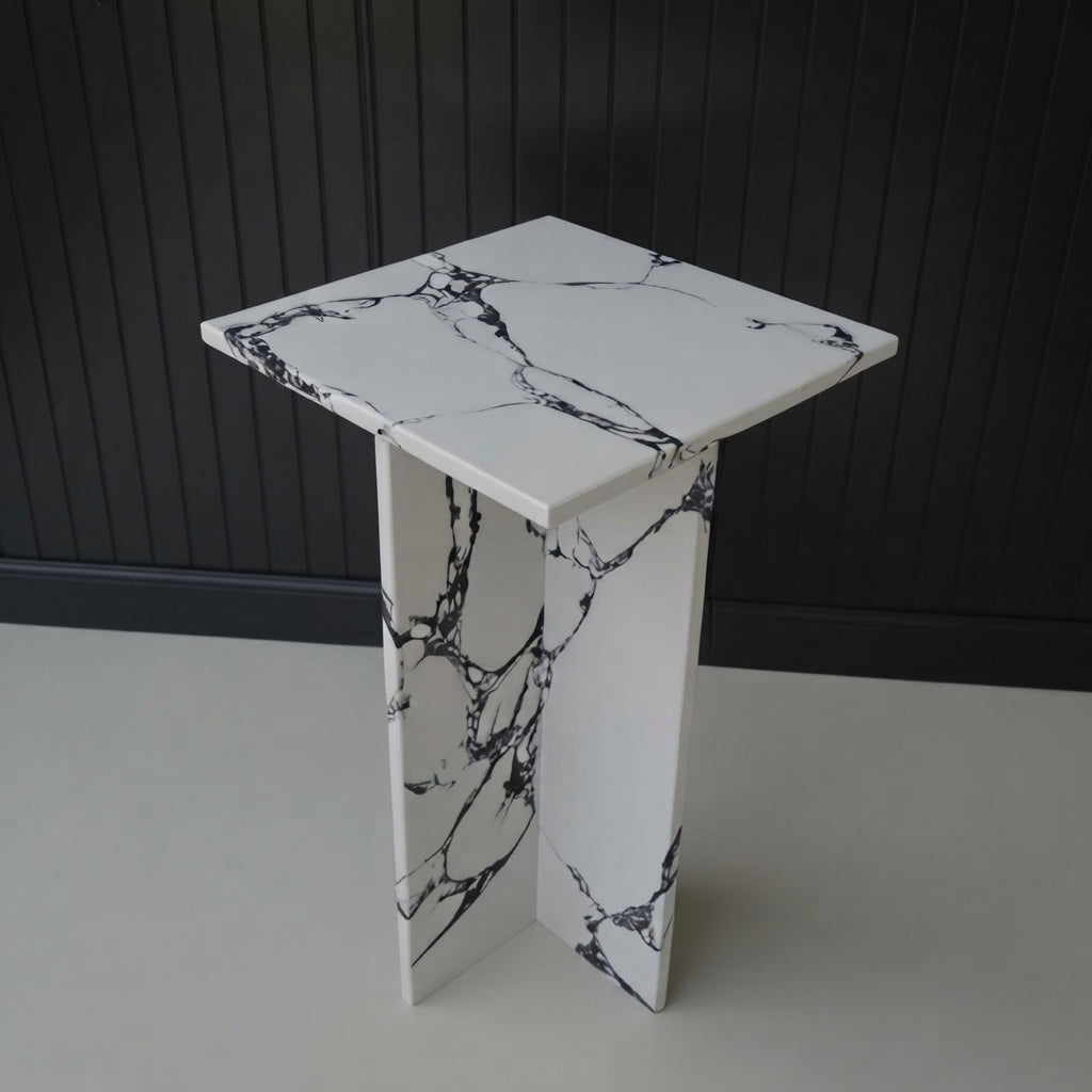 Marwood Architectural T-Base Square Marble Side Table
