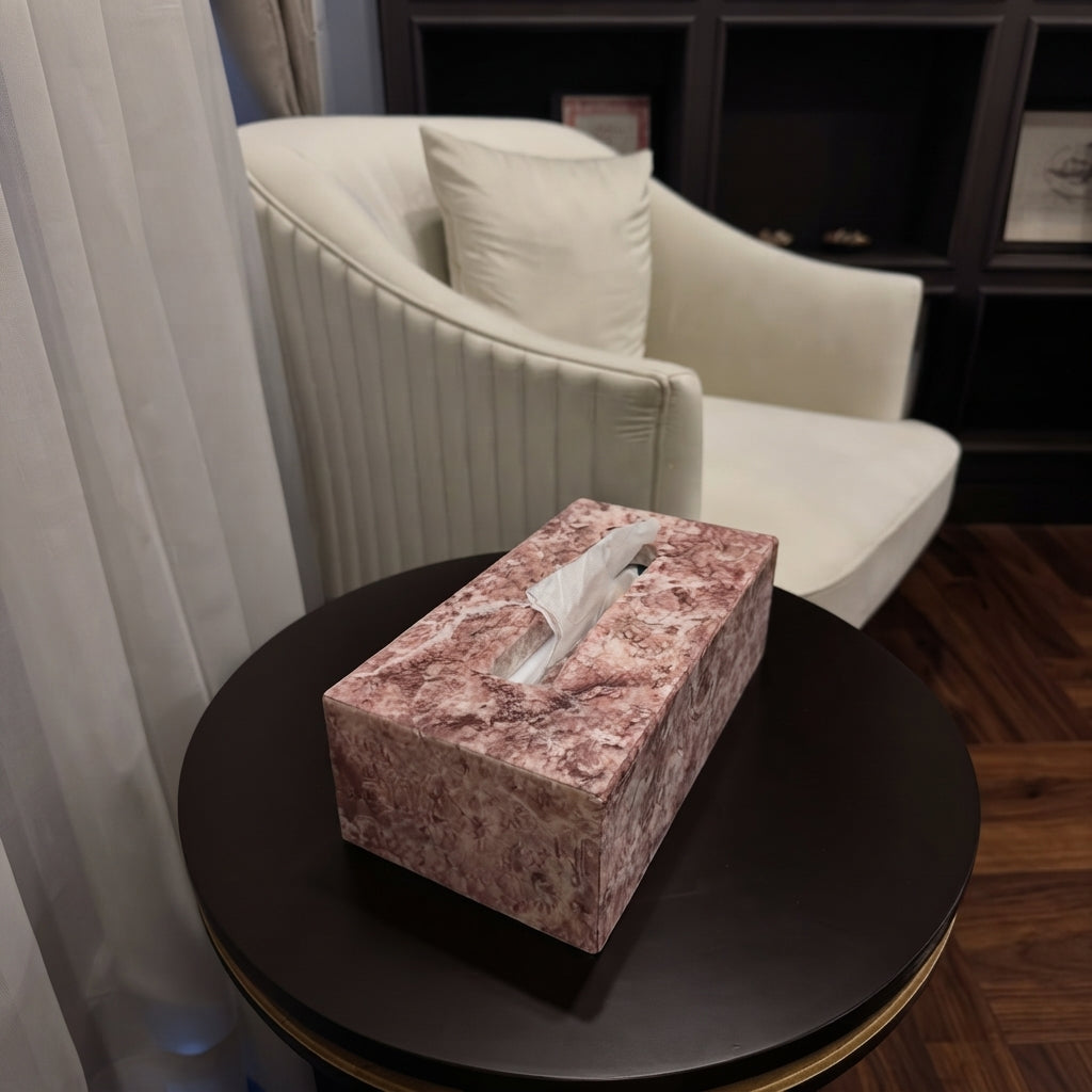 Milan Rosa Marble Tissue Box Cover