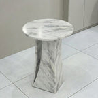 Marwood V-Leg Sculptural Round Marble Side Table
