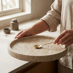 Natural Travertine Round Accent Tray