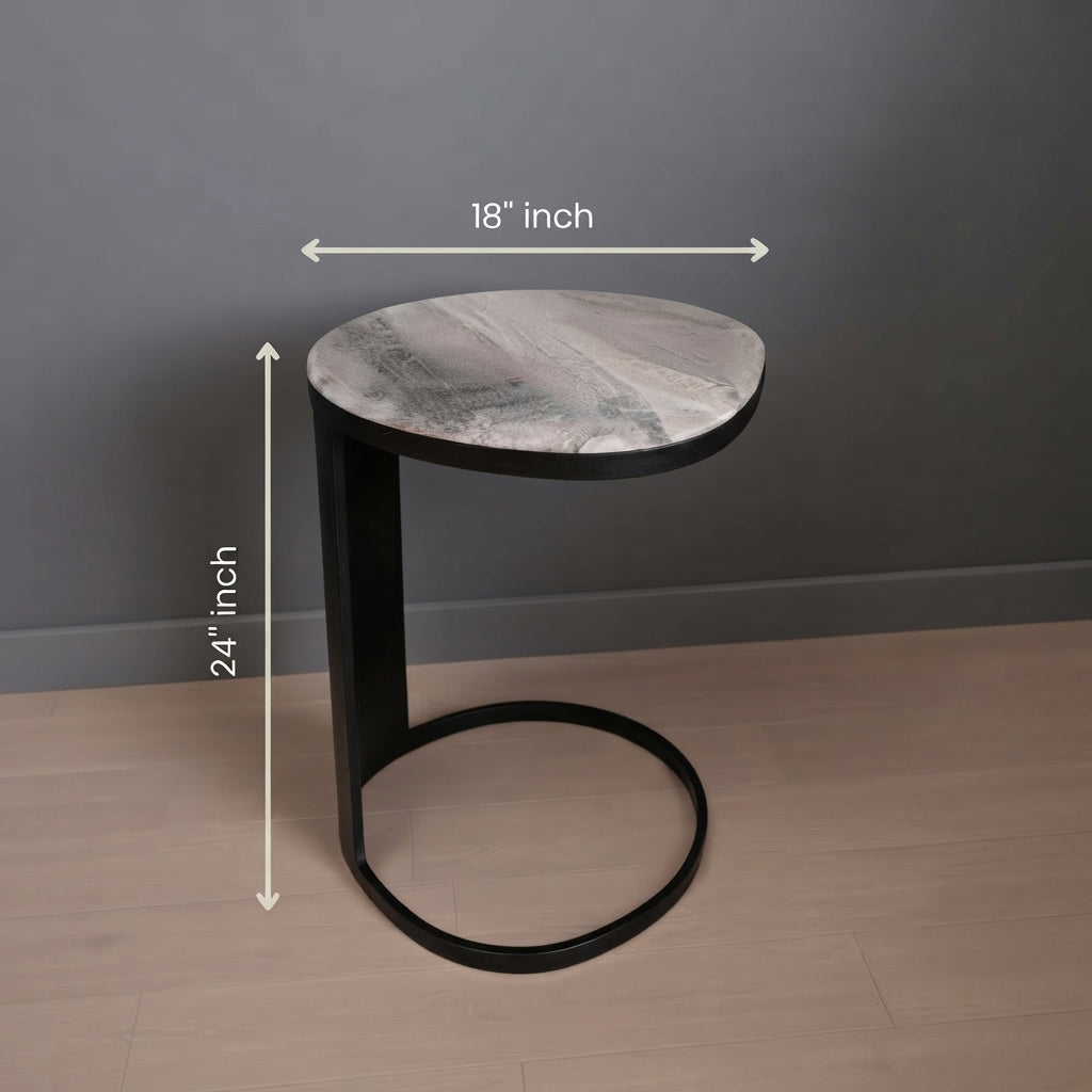Marwood Curved C-Shape Marble Top Side Table