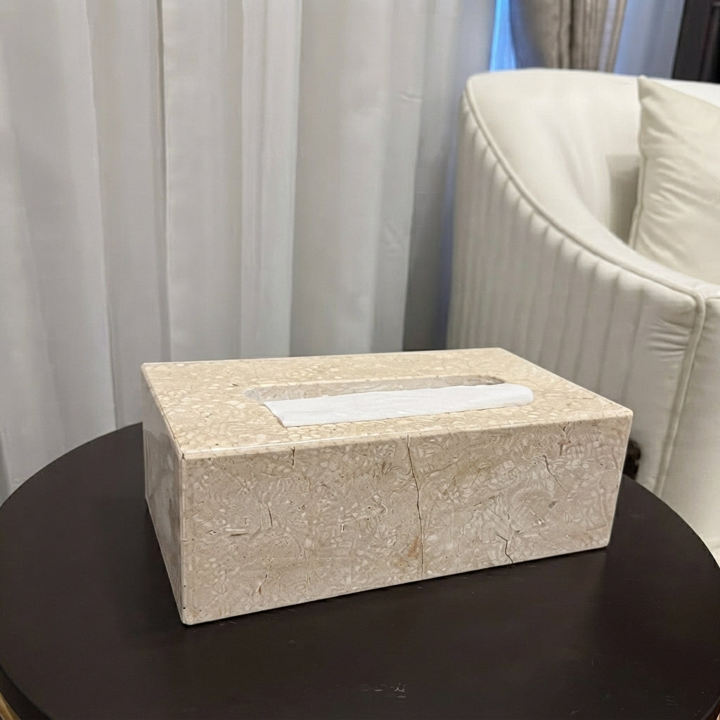 Cashmere Cream Marble Tissue Box