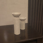 Travertine Pedestal Candle Holders (Set of 2)
