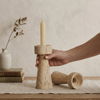 Altura Travertine Candle Holders – Handmade Natural Stone 2-Piece Set